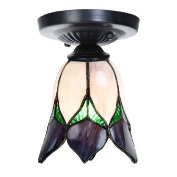 Tiffany-Deckenlampe schwarz mit Lovely Flower Purple