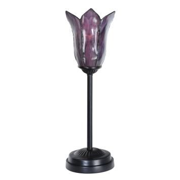 Tiffany Slim Tischlampe schwarz mit Gentian Purple