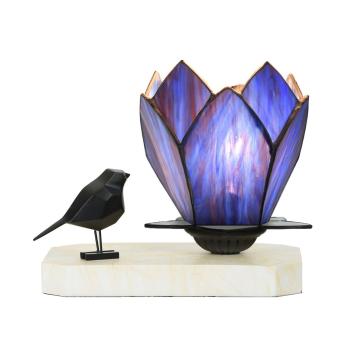 Tiffany Tischlampe / Skulptur Ballade of a Bird Blue Lotus