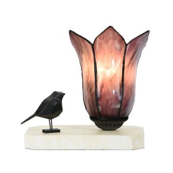 Tiffany Tischlampe / Skulptur Ballade of a Bird Gentian Purple