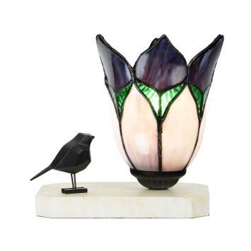 Tiffany Tischlampe / Skulptur Ballade of a Bird Lovely Flower Purple