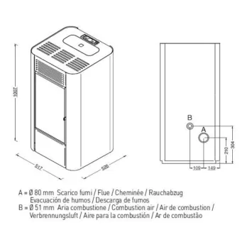 pelletkachel Laila 13,8 kW tekening