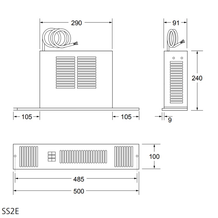 SpaceSaver SS2 E - Met thermostaat  - plintverwarming 5 jr garantie