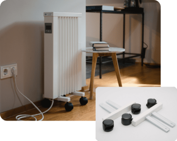 E-radiator, Aeroflow vloerstandaard met wieltjes