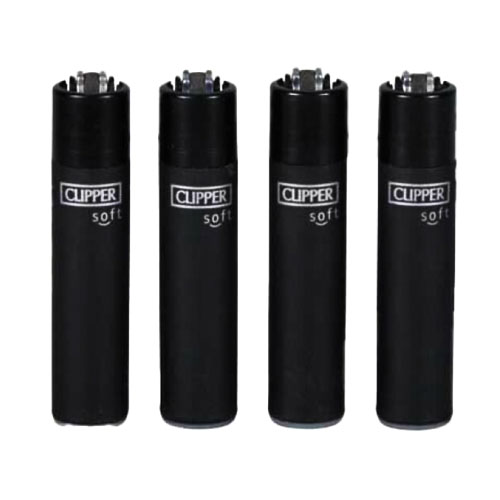 4 Clipper Classic aanstekers - Soft touch black