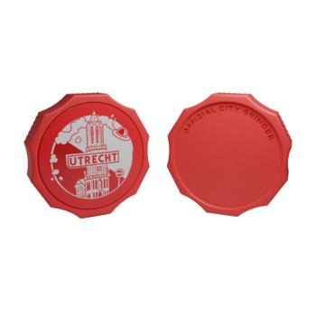 City Grinder Utrecht open, twee helften van de 55mm grinder met tandsysteem zichtbaar