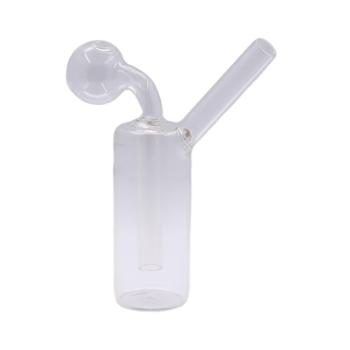 Glass Oil Bong Straight 17cm, rechte glazen oliebong van helder borosilicaatglas met zijkopje