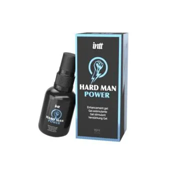 INTT Hard Man Power stimulerende gel voor mannen, zwarte pompfles van 15 ml met blauwe verpakking