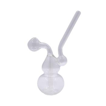 Oil Bong 17cm van helder borosilicaatglas met bubbelbasis en gebogen hals