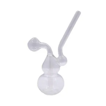 Oil Bong 17cm van helder borosilicaatglas met bubbelbasis en gebogen hals