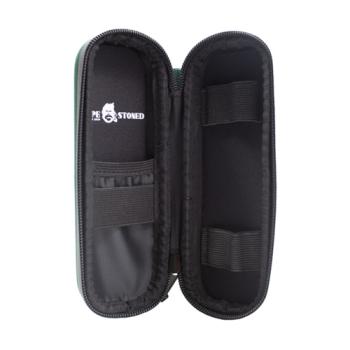 Slim Kong Case 2.0 groen geopend, zwarte binnenkant met elastische lussen voor joints, vloei en tips