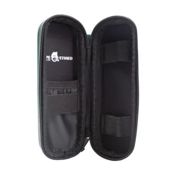 Slim Kong Case 2.0 groen geopend, zwarte binnenkant met elastische lussen voor joints, vloei en tips