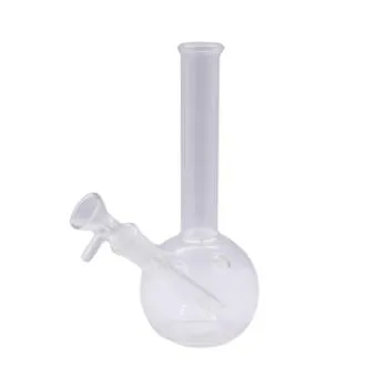 Straight Glass Bong 18cm, glazen bong met rechte hals en rond onderstuk van borosilicaatglas