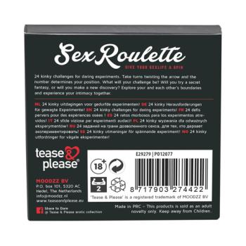 Tease & Please Sex Roulette Kinky, doosje met draairad en 24 gewaagde taken