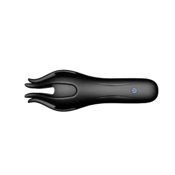 Tentra vibrator van zwart siliconen met zes tentakels, zijaanzicht