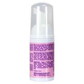 Velvet Shave intiem scheerschuim van Morningstar, roze pompflacon van 50 ml