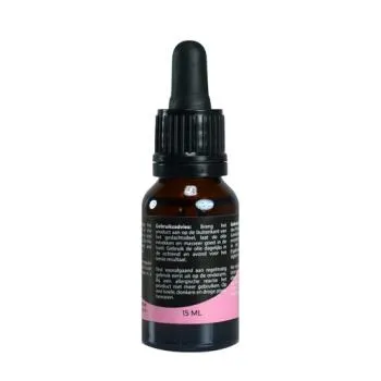 Bruin glazen flesje Wet Velvet rozenbottelolie 15 ml met pipet