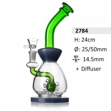 Glass Bong with Multi-Arm Diffuser, Blue/Green, 24 cm