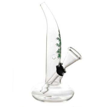 Mini glazen waterpijp cannabisblad 14 cm