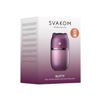 SVAKOM Klitty clitorisstimulator in dusty lavender, compact ontwerp met kattenoortjes van liquid silicone