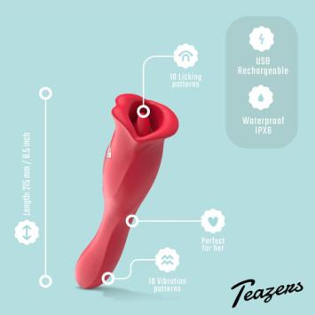 Vibrator met likkende clitoris stimulator - dubbelzijdig 
