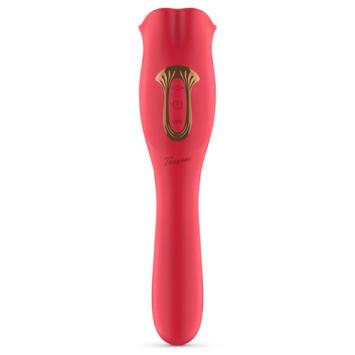 Vibrator met likkende clitoris stimulator - dubbelzijdig 