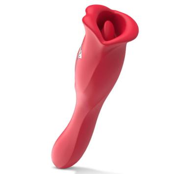 Vibrator met likkende clitoris stimulator - dubbelzijdig 