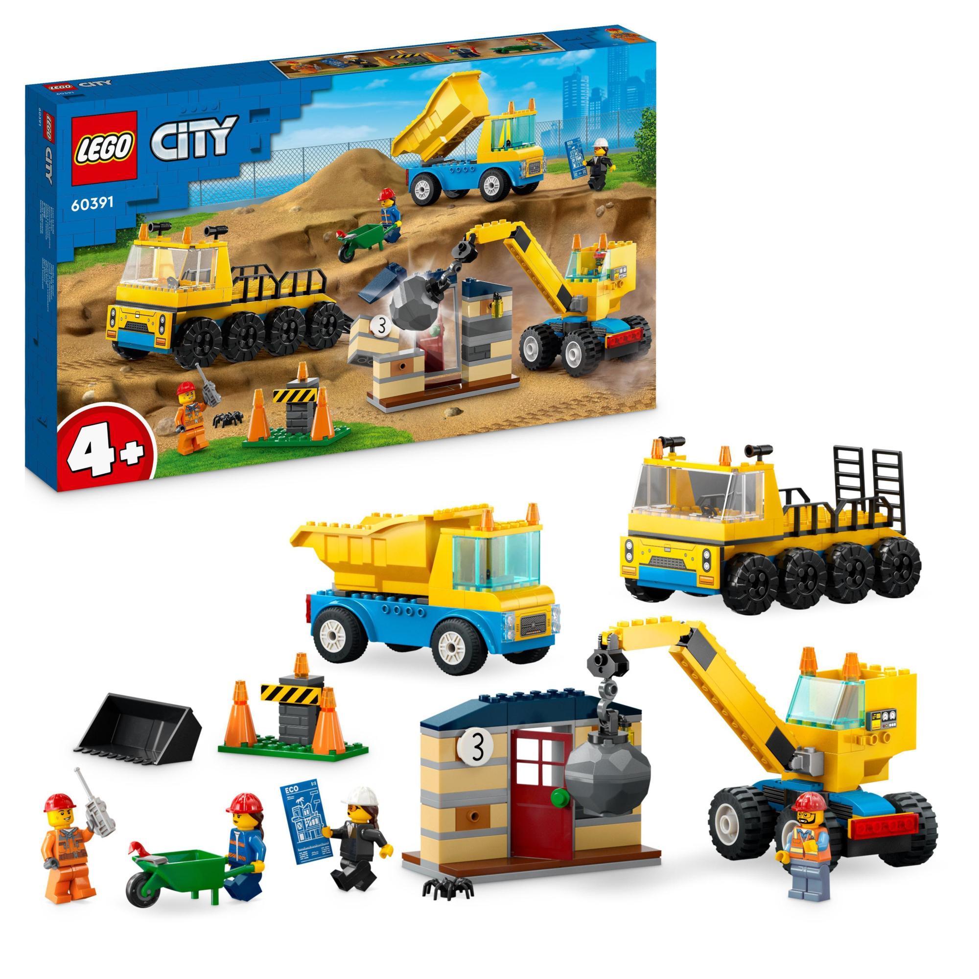 LEGO City 60391 Kiepwagen, Bouwtruck en Sloopkraan