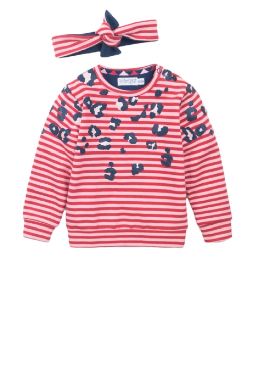 Dirkje   gestreepte sweater rood/roze