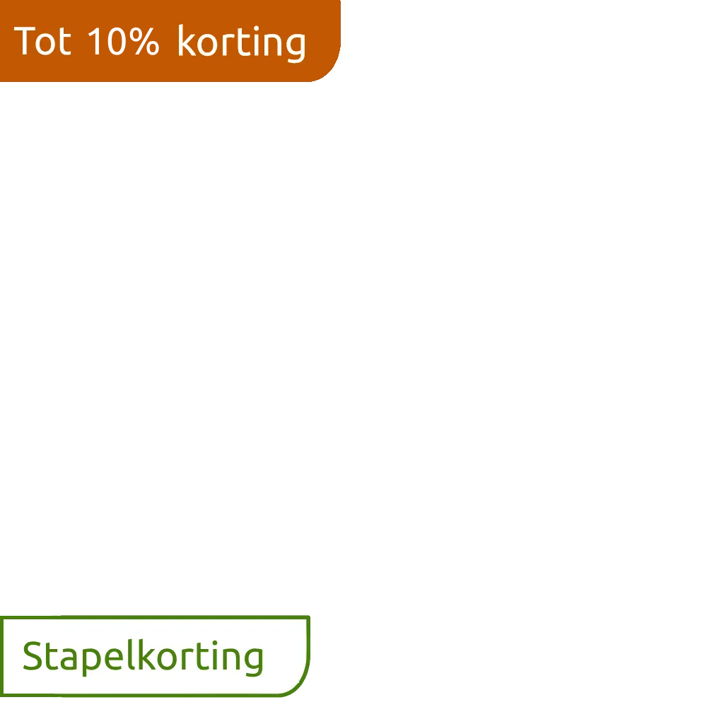 Actielabel stapelkorting tot 10 procent korting 