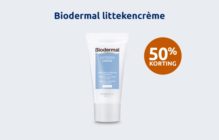 Afbeelding met aanbieding voor Biodermal littekencrème met 50% korting