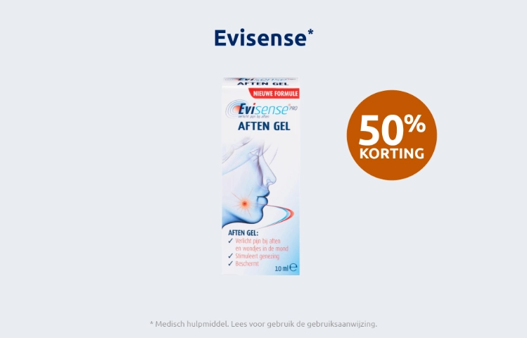 Afbeelding met aanbieding voor Evisense producten met 50% korting