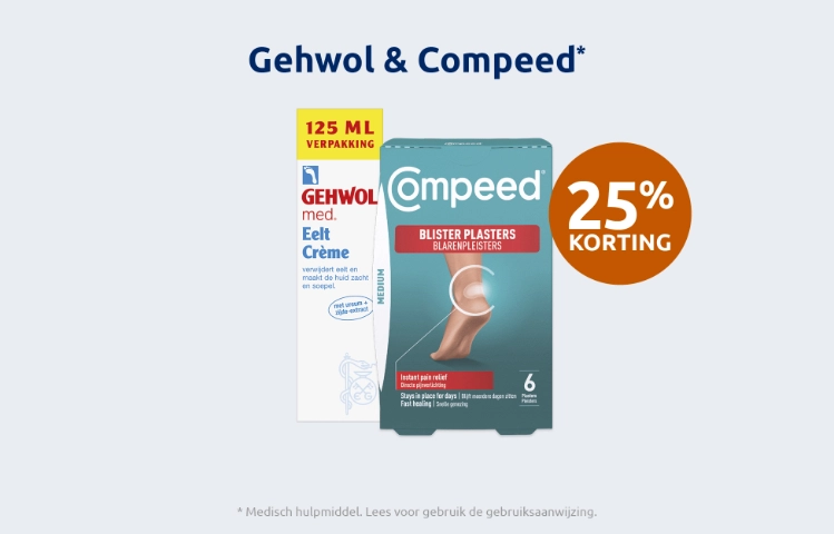 Afbeelding met aanbieding voor Gehwol en Compeed met 25% korting
