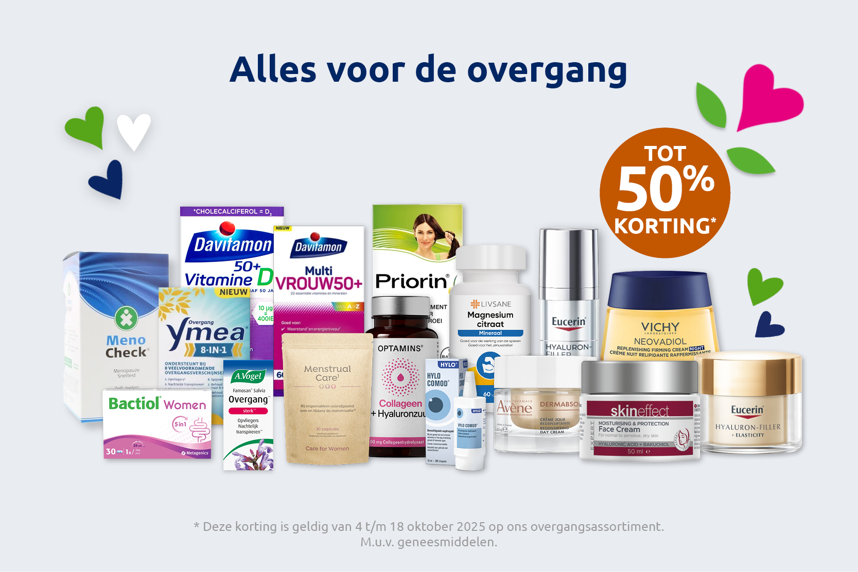 Collage voor alle aanbiedingen voor de overgang tot 50% korting.