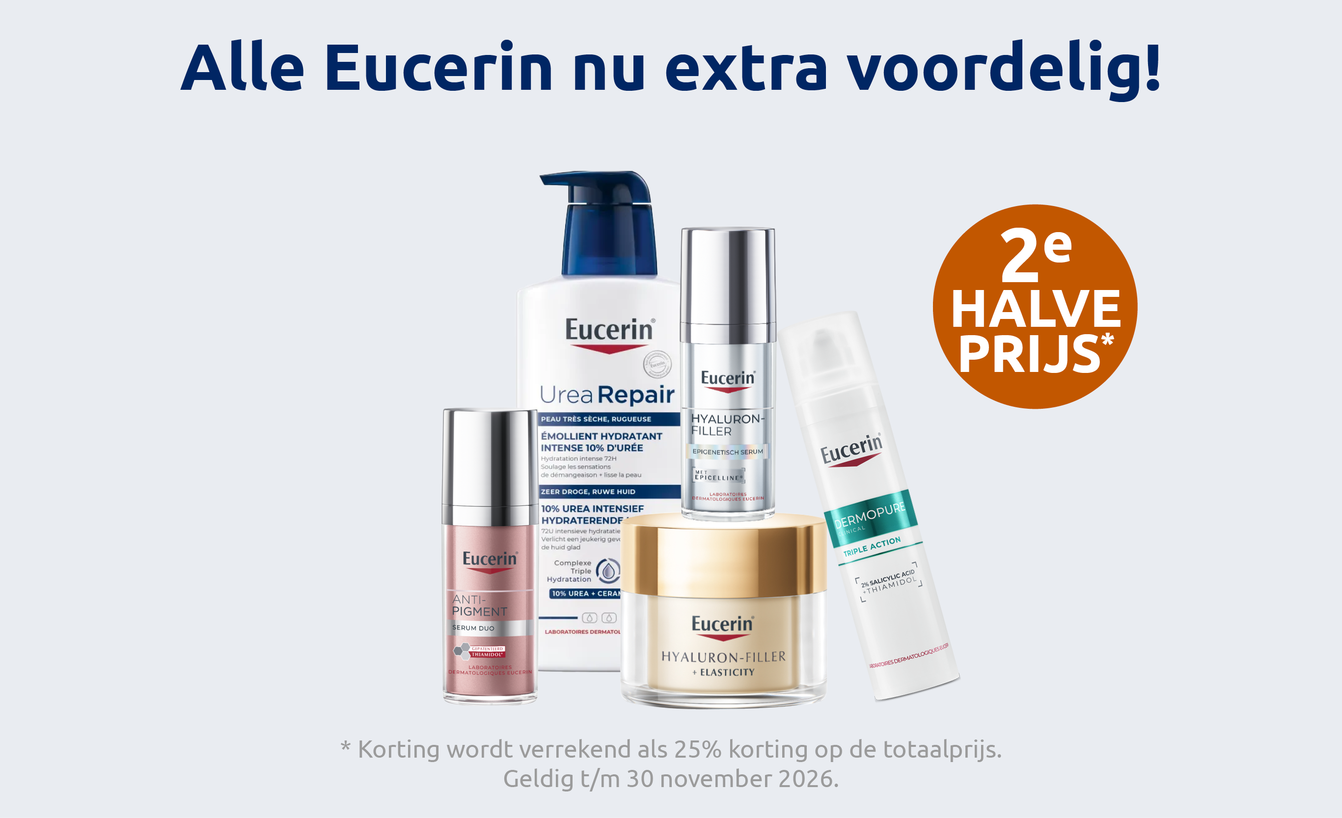Actiebanner voor Eucerin 2e halve prijs korting