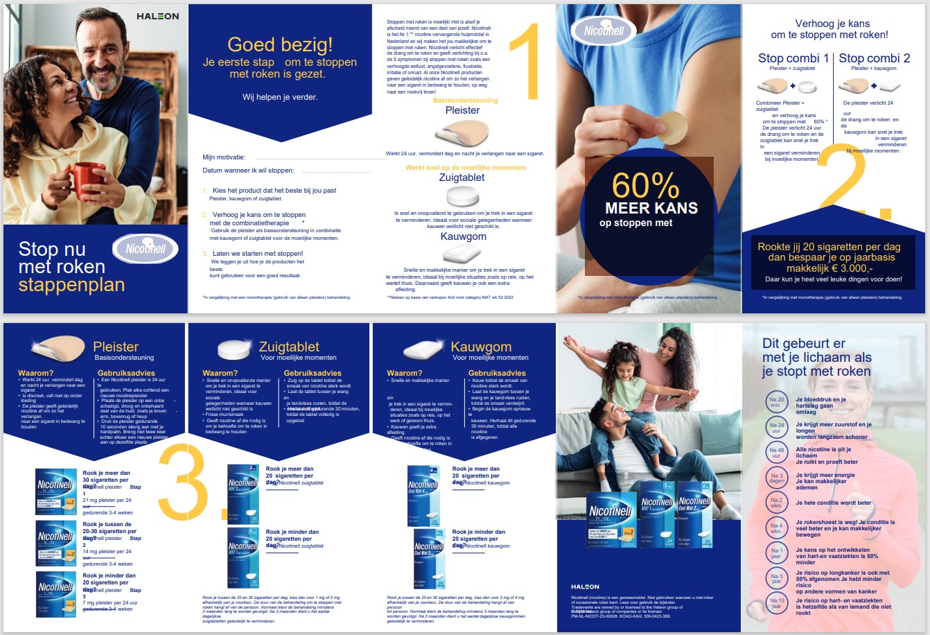 Stappenplan van Nicotinell voor het stoppen met roken.