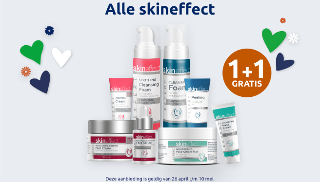 Klikbare afbeelding die naar een actiepagina voor merk skineffect met 2+2 gratis korting