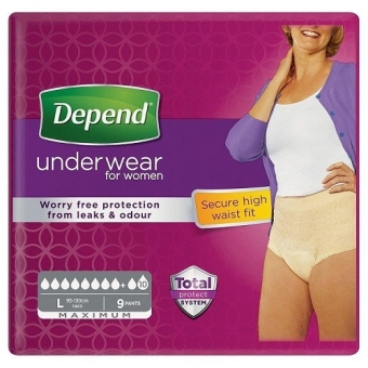 Depend Voor Vrouwen Maximum Pants Large 9 Stuks