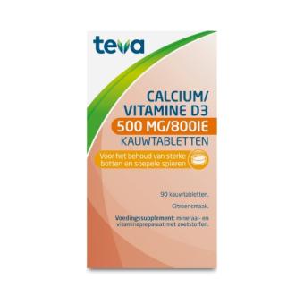 Teva Calcium/Vitamine D3 500mg/800IE Kauwtabletten 90 stuks