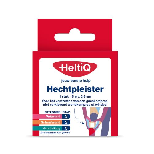 HeltiQ Hechtpleister 2,5 cm x 5 m, 1 karton 1 stuk
