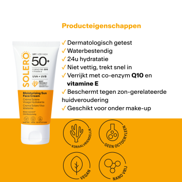 SOLERO Hydraterende Zonnebrandcrème Gezicht SPF50+ 50ml