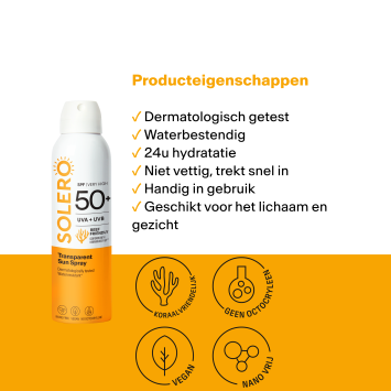 SOLERO Transparante Zonnebrandspray SPF50+ 200ml