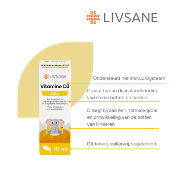 LIVSANE Vitamine D3 Druppels Baby Suikervrij