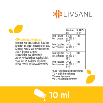 LIVSANE Vitamine D3 Druppels Baby Suikervrij