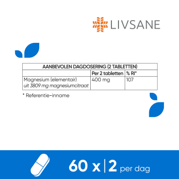 LIVSANE Magnesium Citraat 400mg 60 stuks