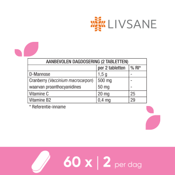 LIVSANE Cranberry + D-mannose 60 stuks