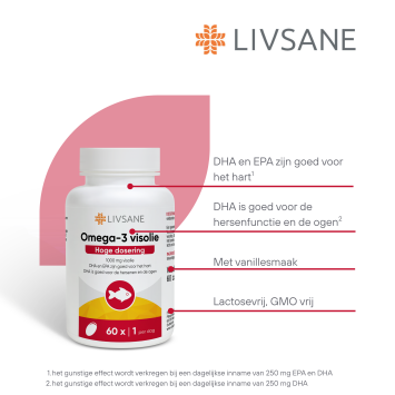 LIVSANE Omega-3 Visolie 1000mg Hooggedoseerd Softgelcapsule 60 stuks