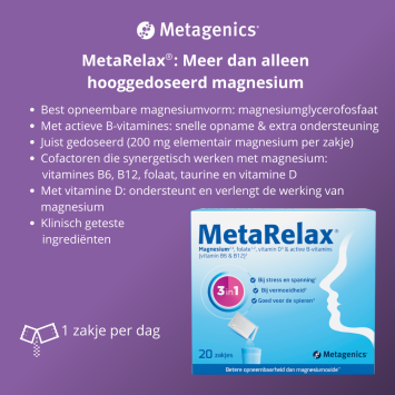 Metagenics MetaRelax Magnesiumglycerofosfaat 1800mg Sachets 20 stuks