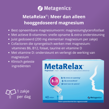 Metagenics MetaRelax Magnesiumglycerofosfaat 1800mg Sachets 40 stuks