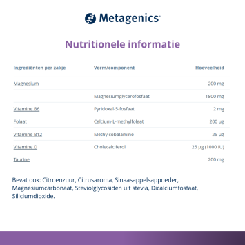 Metagenics MetaRelax Magnesiumglycerofosfaat 1800mg Sachets 40 stuks